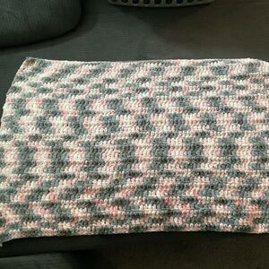 Pink and Gray Crochet Blanket